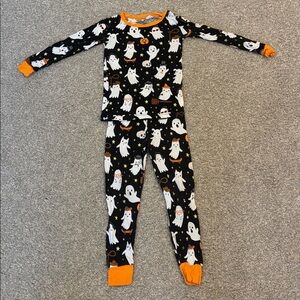 Little Sleepies Ghost and Pumpkin Pajama Set - Black and Orange